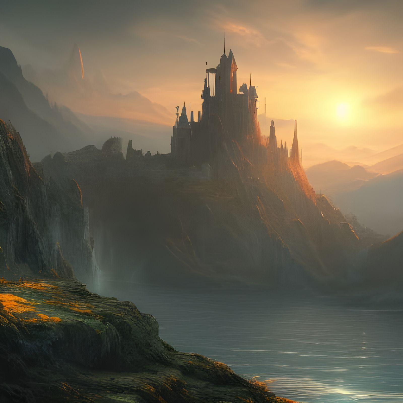 Among Us Imposter at Sunset Castle: Fantasy Art