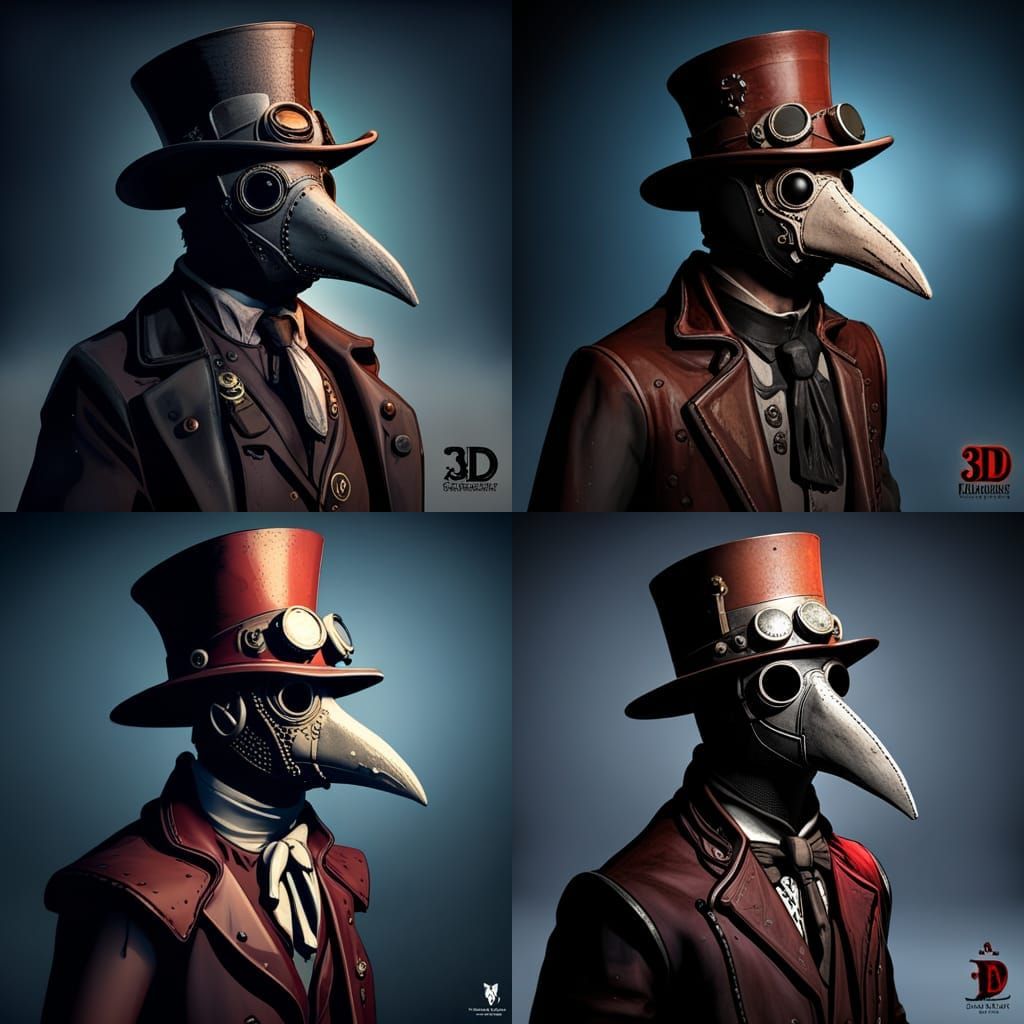 Steampunk Plague Doctor in Dark Fantasy Style
