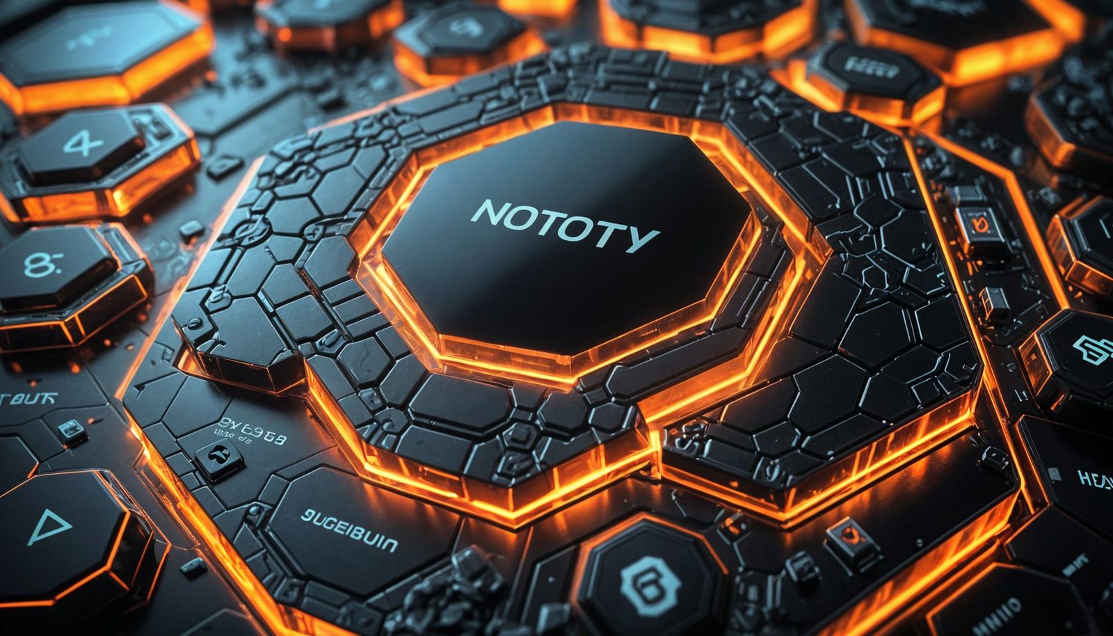 Ominous Glowing Hexagon Button Design in 3D