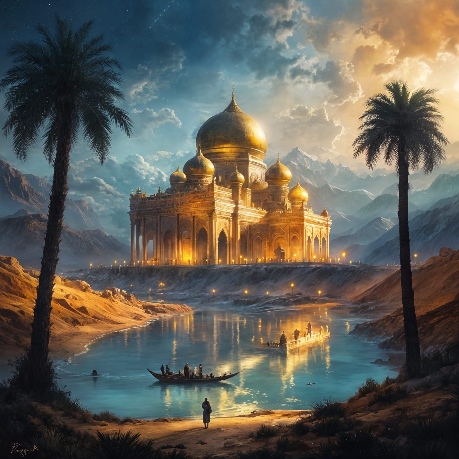 Arabian Nights Palace Under Glowing Moon