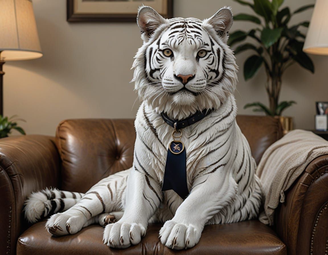 Hybrid Tiger Woman in Therapist's Office