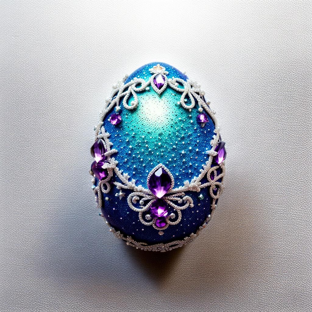 Crystallized Purple Egg with Jewels in Dark Fantasy