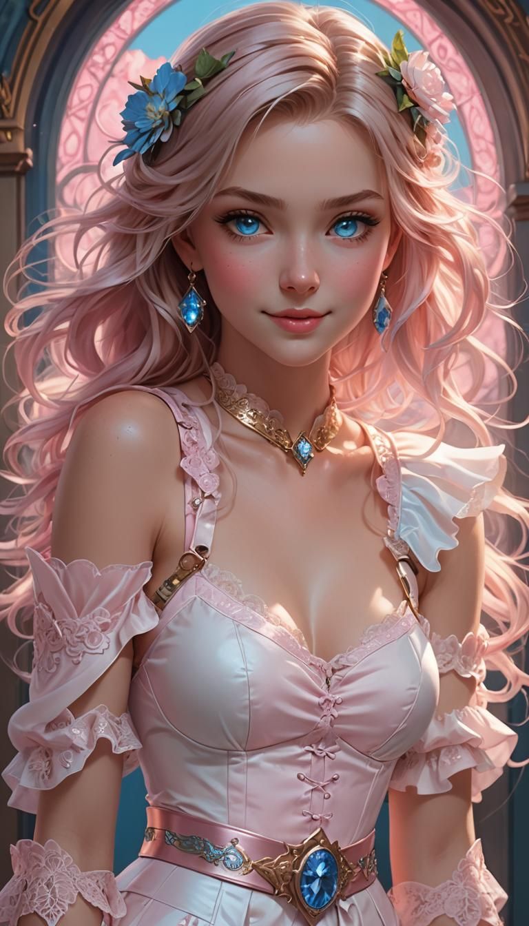 Ashley Boettcher Portrait with Blue Eyes, Digital Art