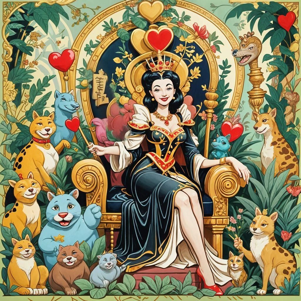 Vintage Cartoon Empress TAROT Card in Whimsical 1920s Style