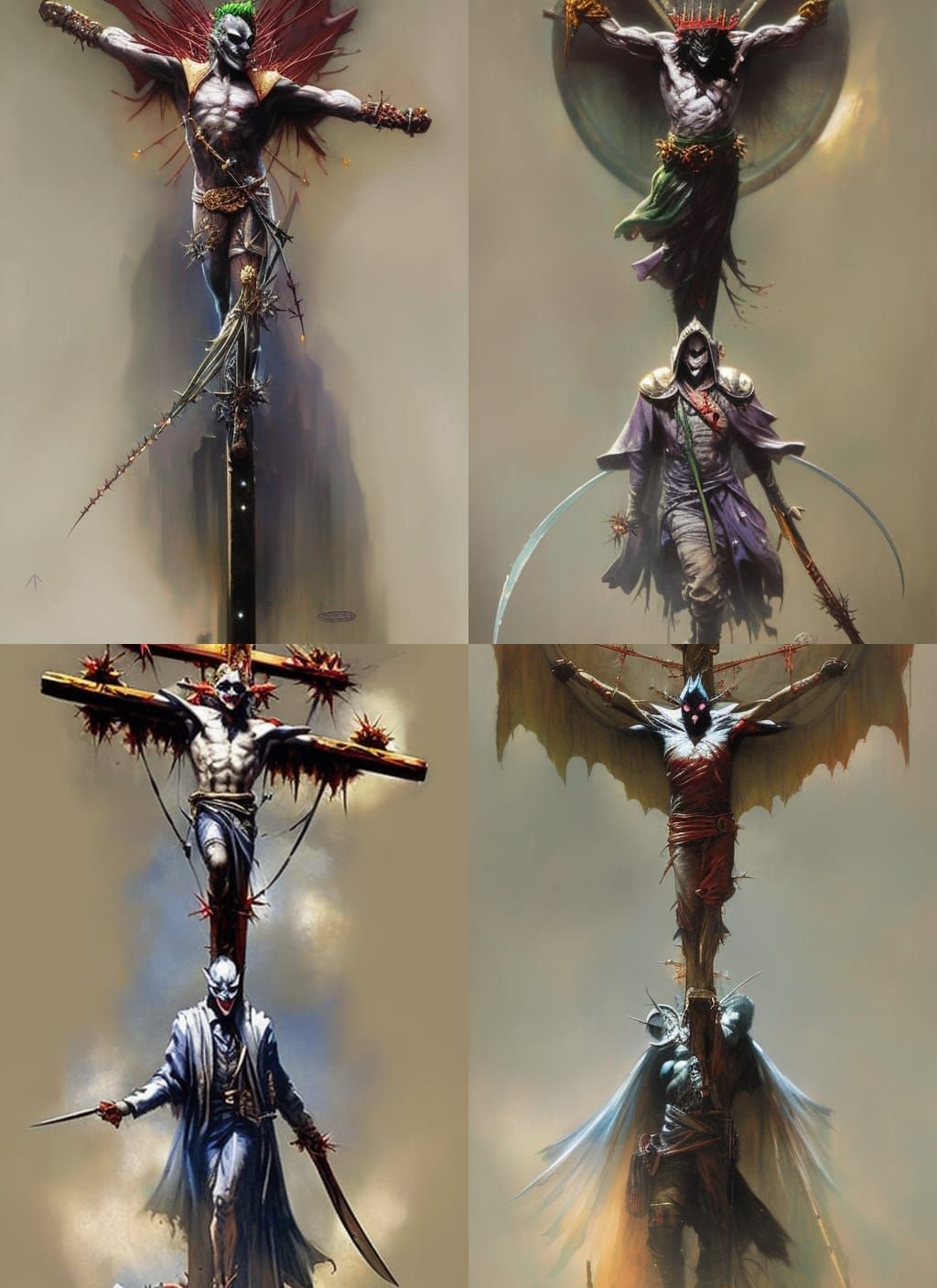 The Joker Crucified: Crayon Caricature