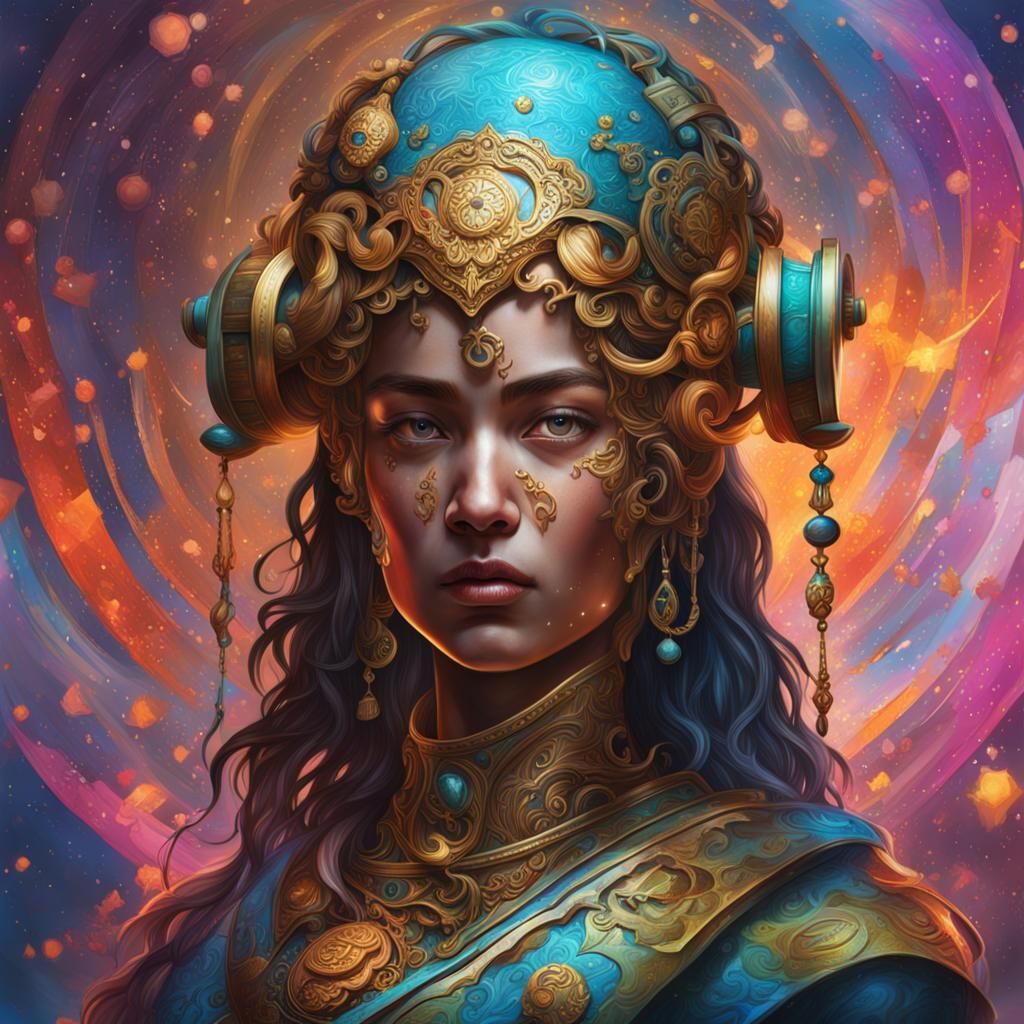 Hyperrealistic Libra Portrait in Splash Art Style