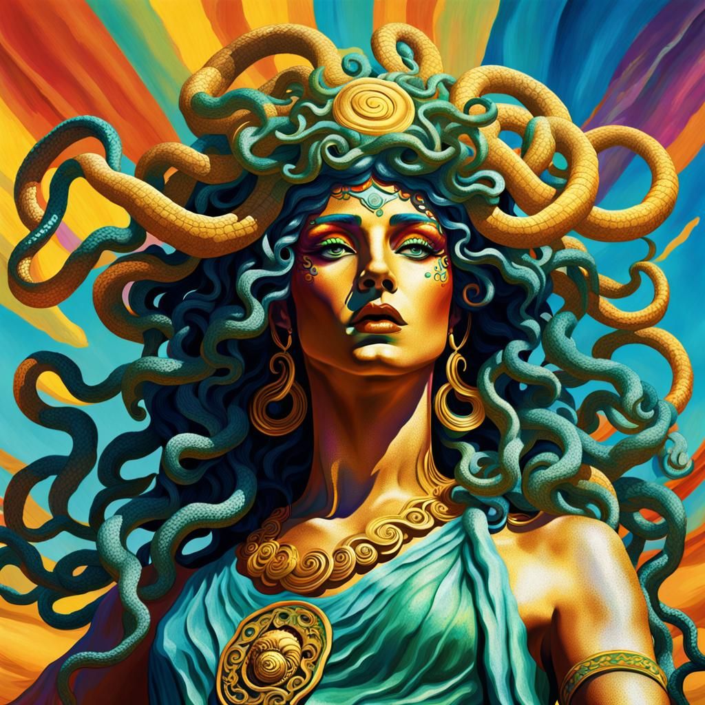 Medusa at Music Fest: Hyperrealistic Splash Art