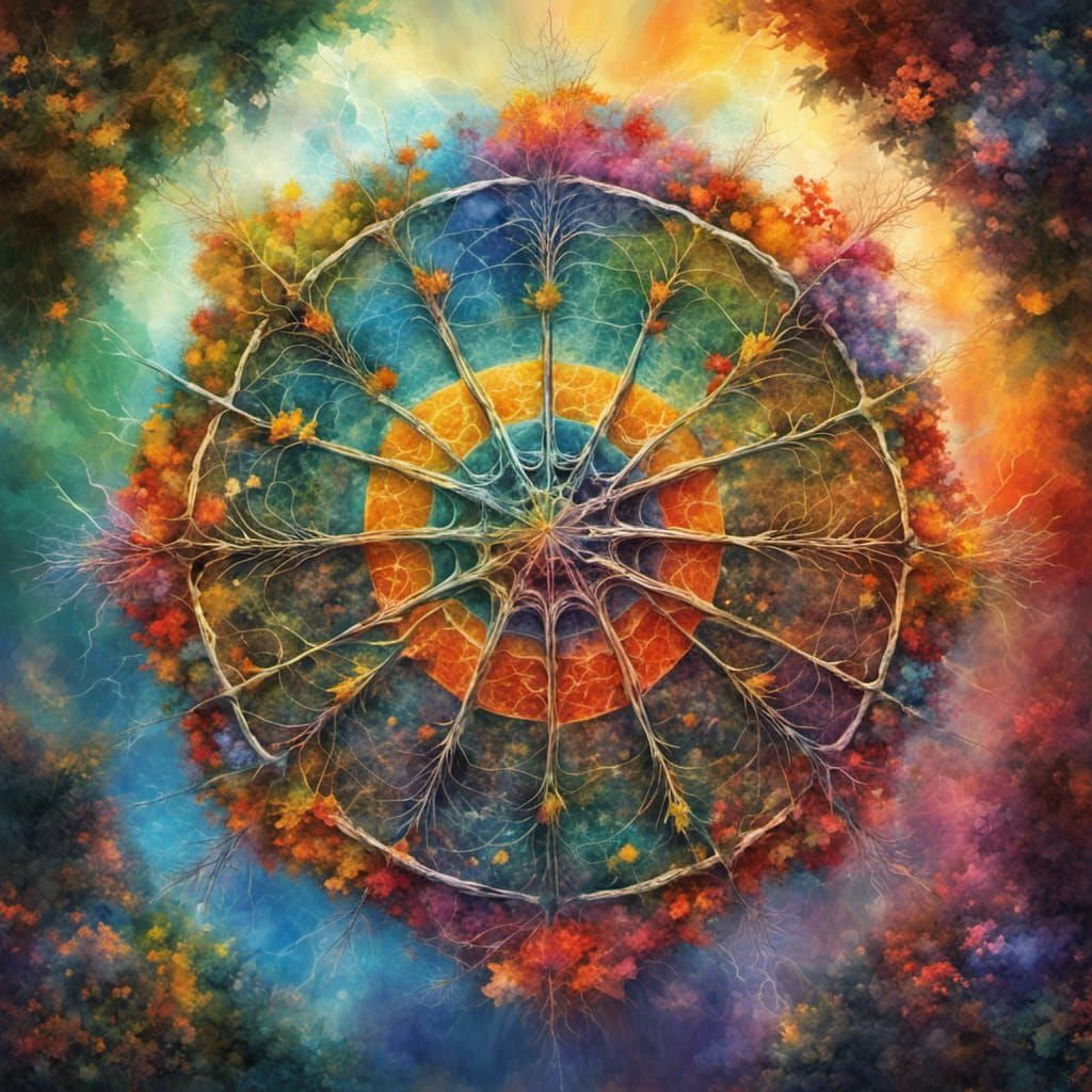 Seasonal Spiderweb Mandala in Detailed Fantasy Art Style