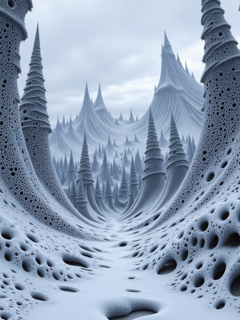 Winter Wonderland in Fantastical Pine Wood Landscape