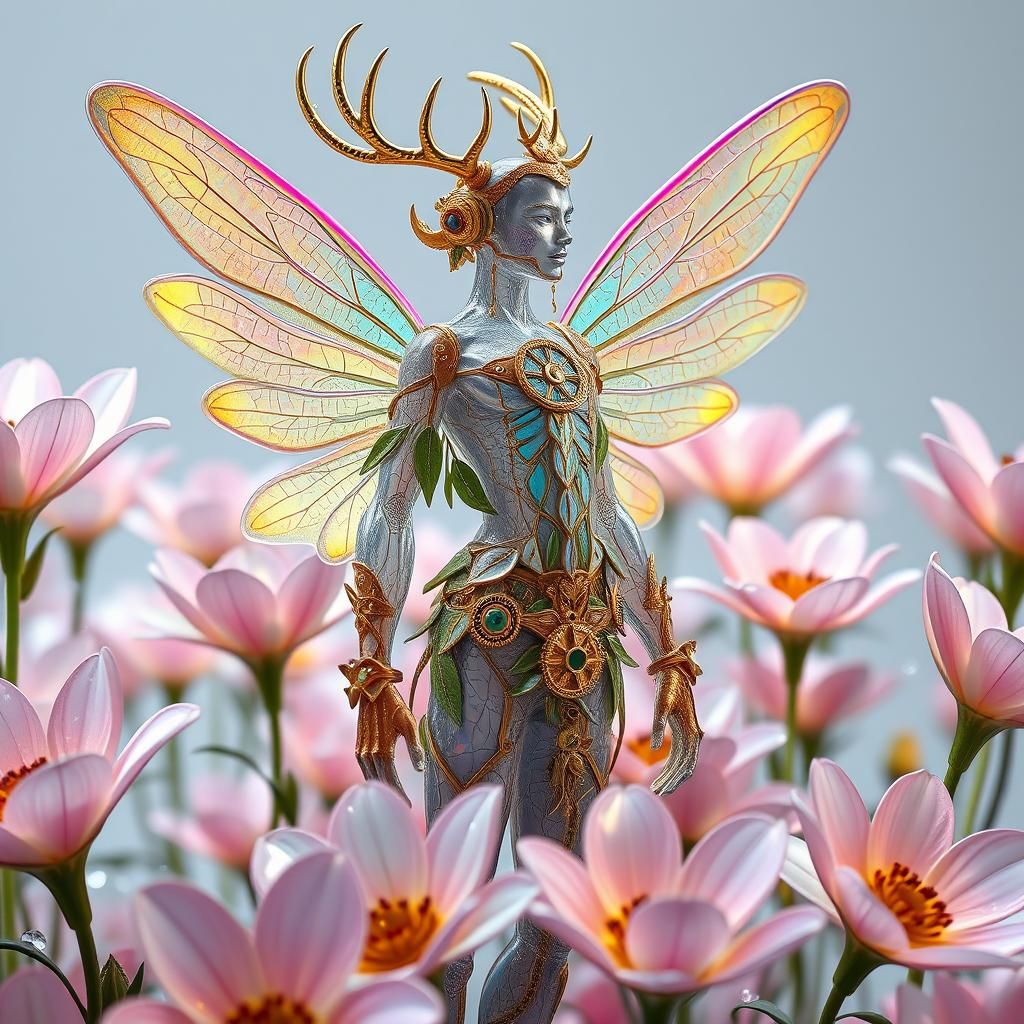 Steampunk Glass Fairy Sculpture in 4K
