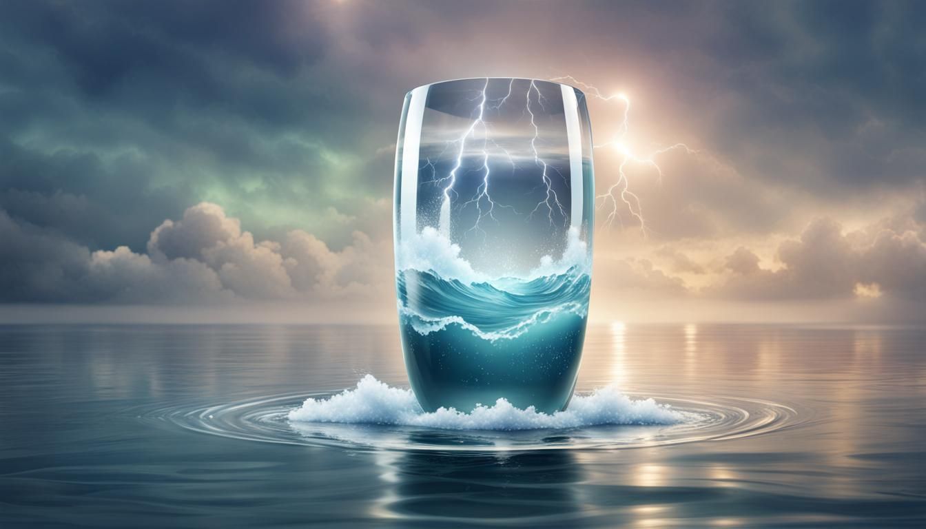 Crystal Barrel Floating in Stormy Ocean
