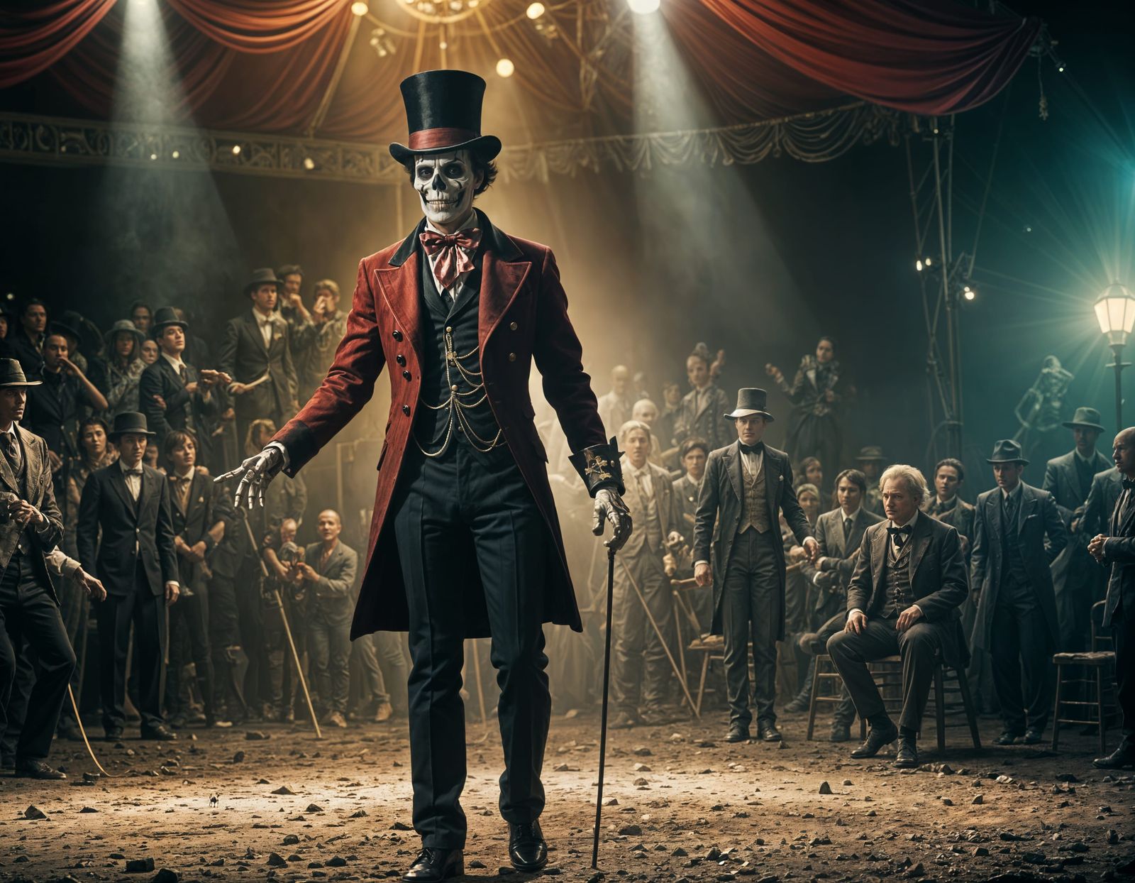 Skeleton Ringmaster in Foggy Night Circus