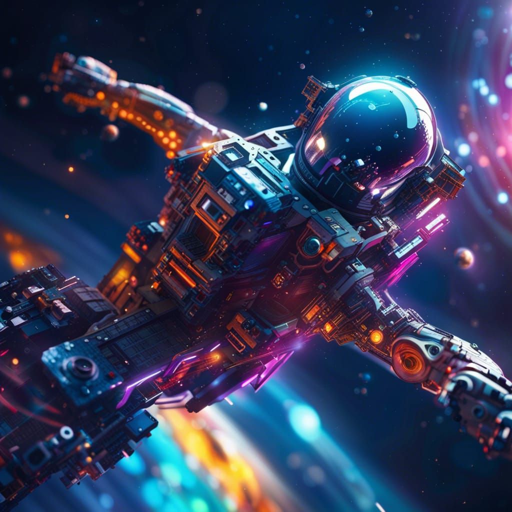Advanced Technology Soaring Through Space: Hyperrealistic Co...