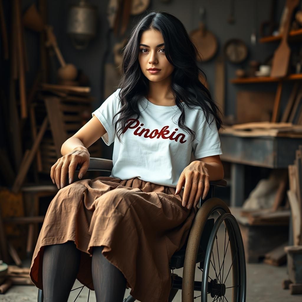 Woman with Wooden Limbs in Workshop, Fine Art Photography