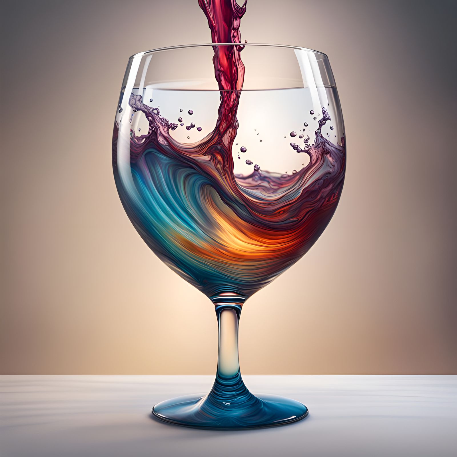 Ocean in a Wine Glass: Hyperrealistic Splash Art
