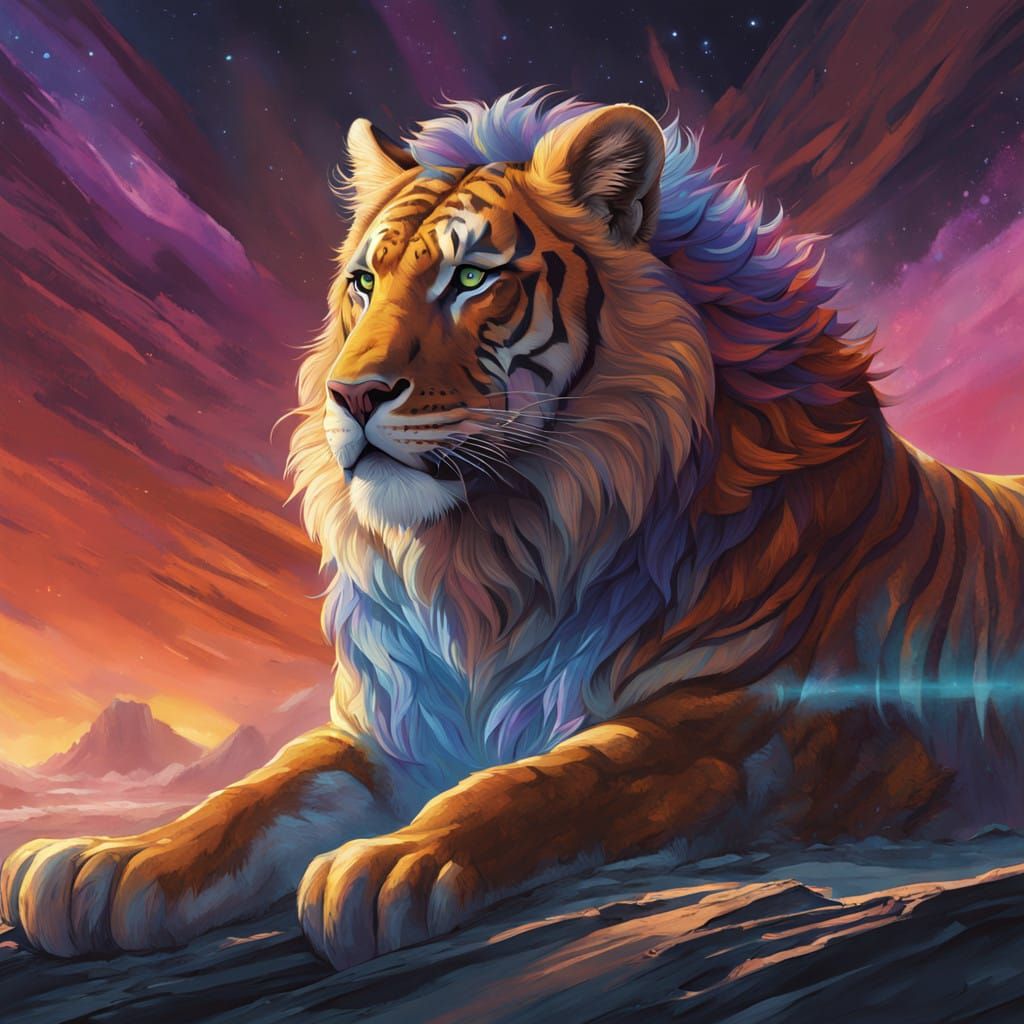 Regal Liger in Hyperrealistic Fantasy Art