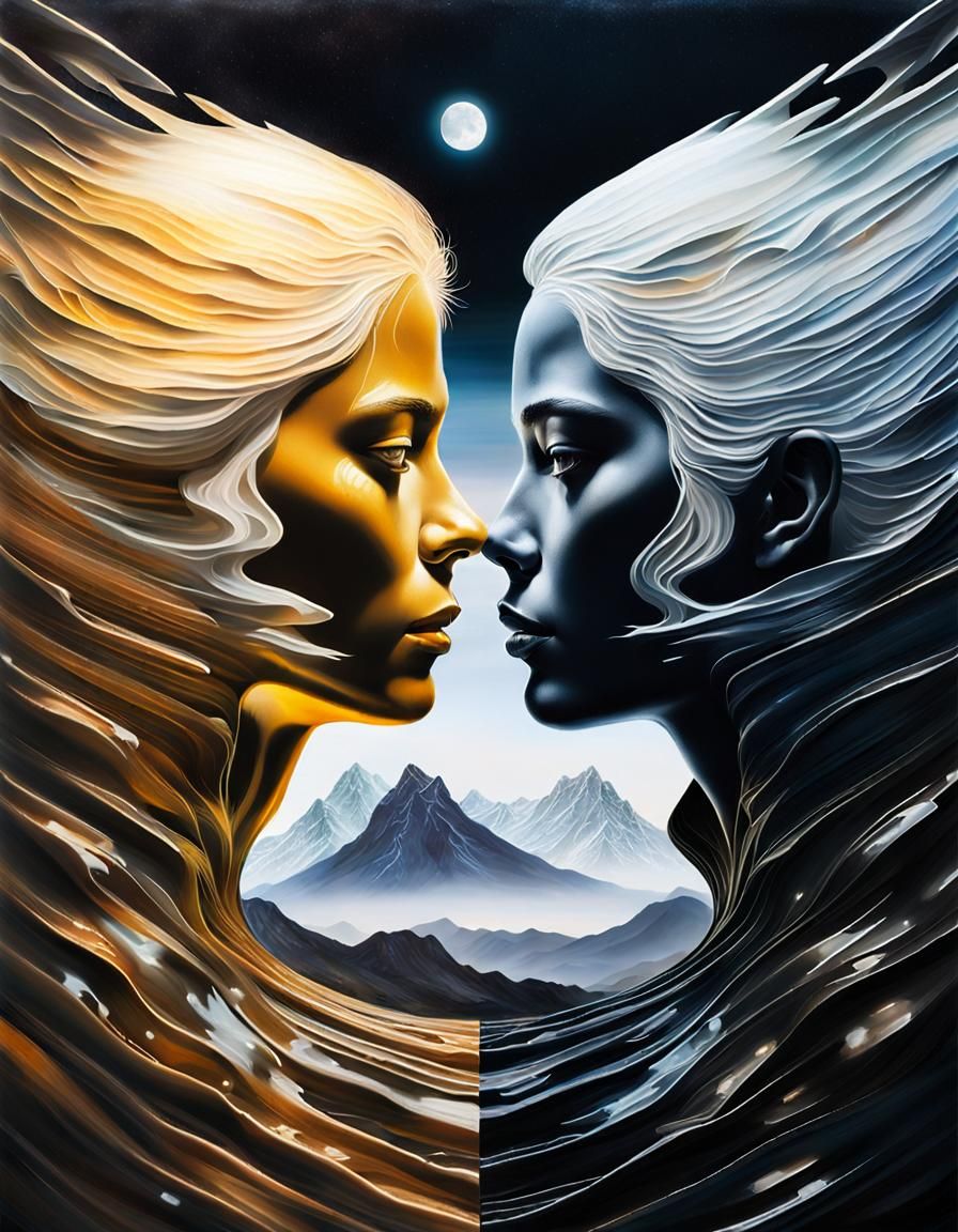 Angel in Radiant Duality, Illuminated by Sun and Moon