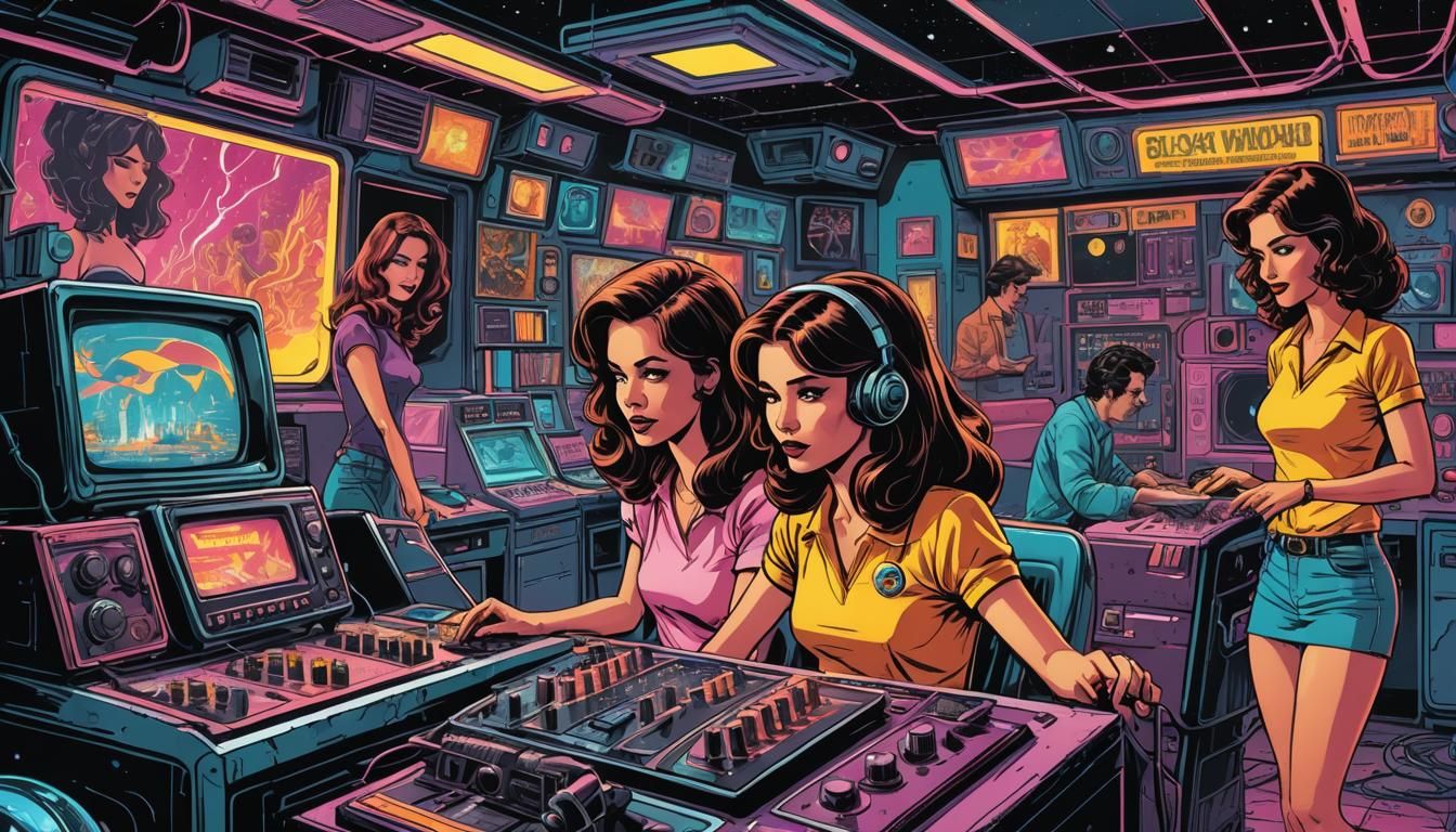 Retro-Futuristic Comic Art of 1976 Video Studio