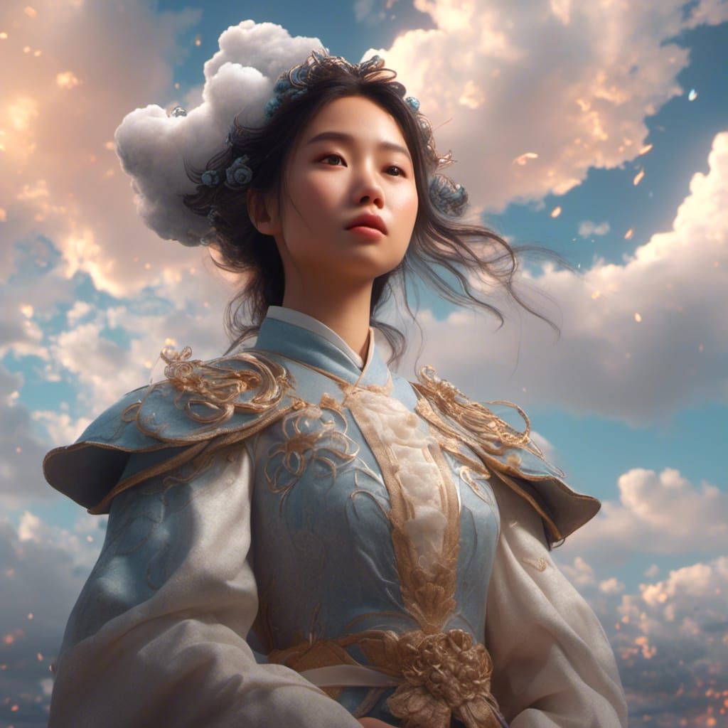 Futuristic Asian Girl Portrait in Digital Art Style