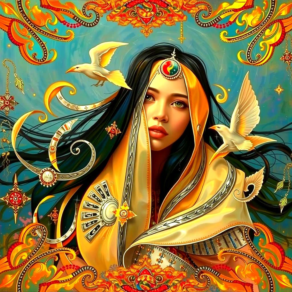 Abstract Expressionism with Iridescent Swirling Patterns