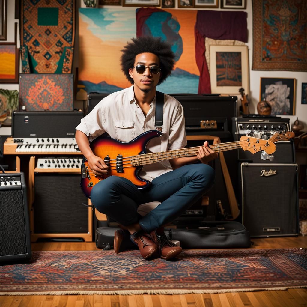 Musician Portrait in a Cluttered Studio, Professional Photog...