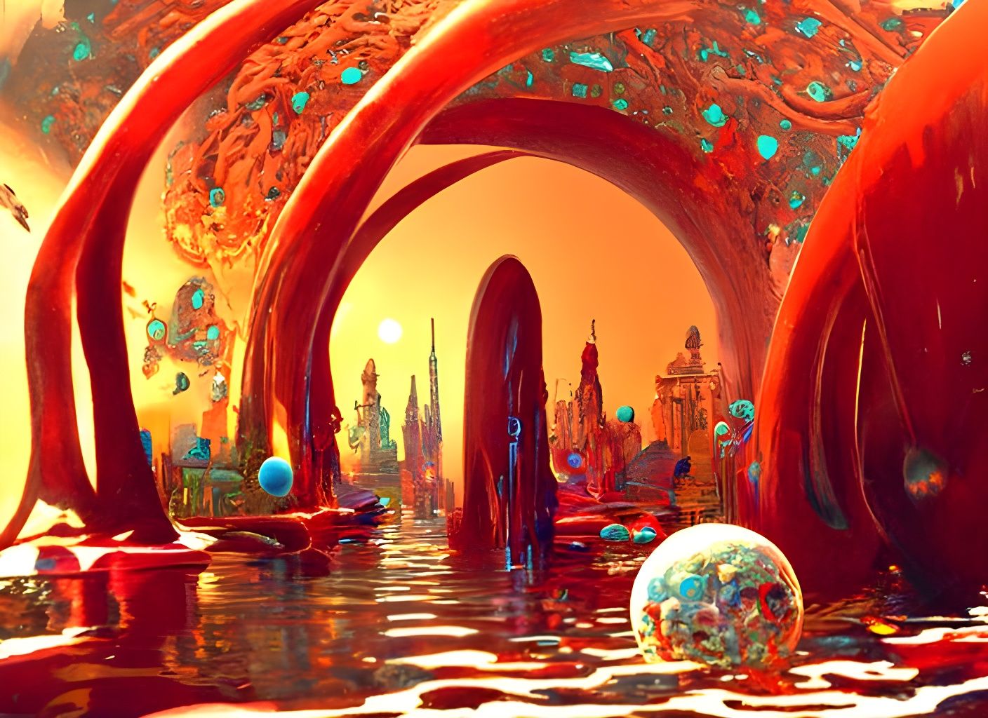 Cosmic Canals in Hyperrealistic Digital Art