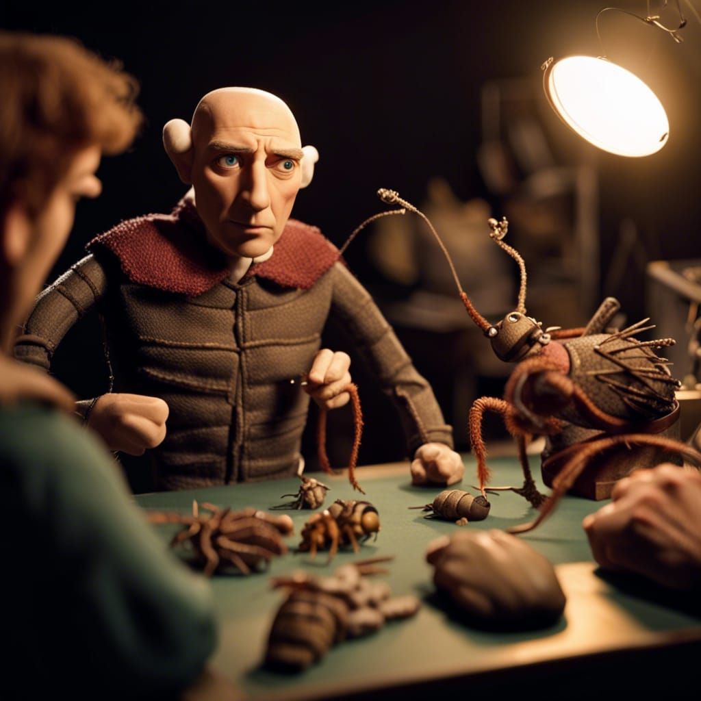 A Man Works on a Claymation Bug Man Works on a Claymation Bu...
