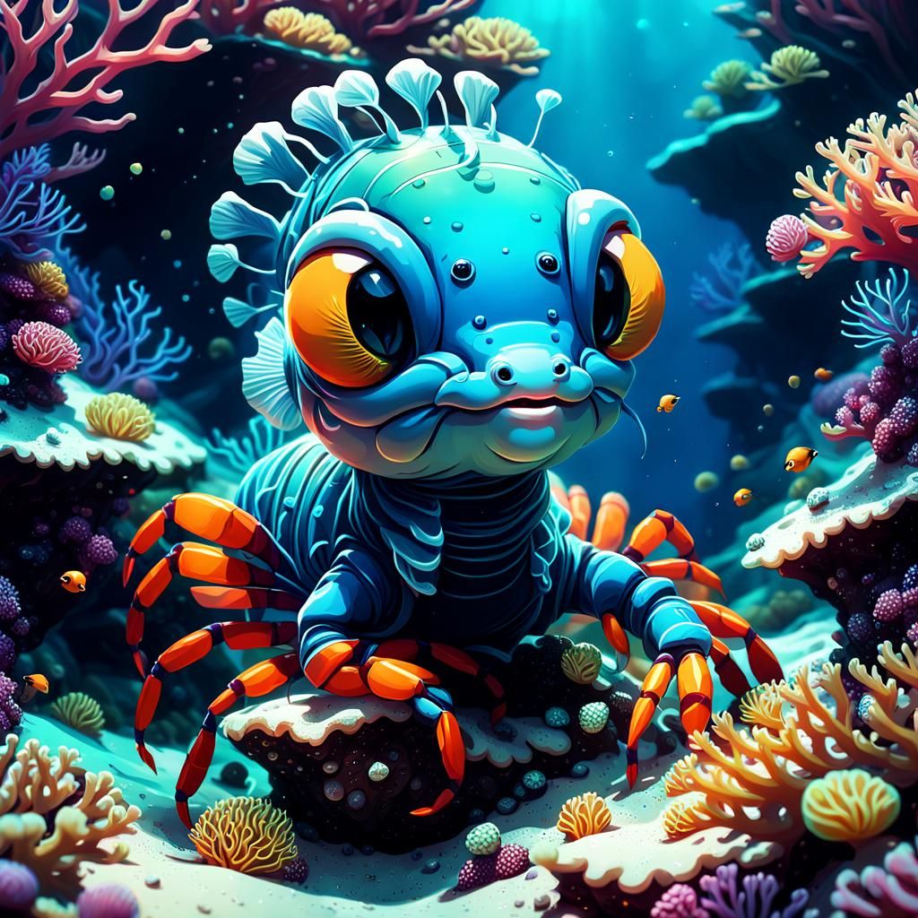 Cute Baby Shrimp in Hyperdetailed 3D Art