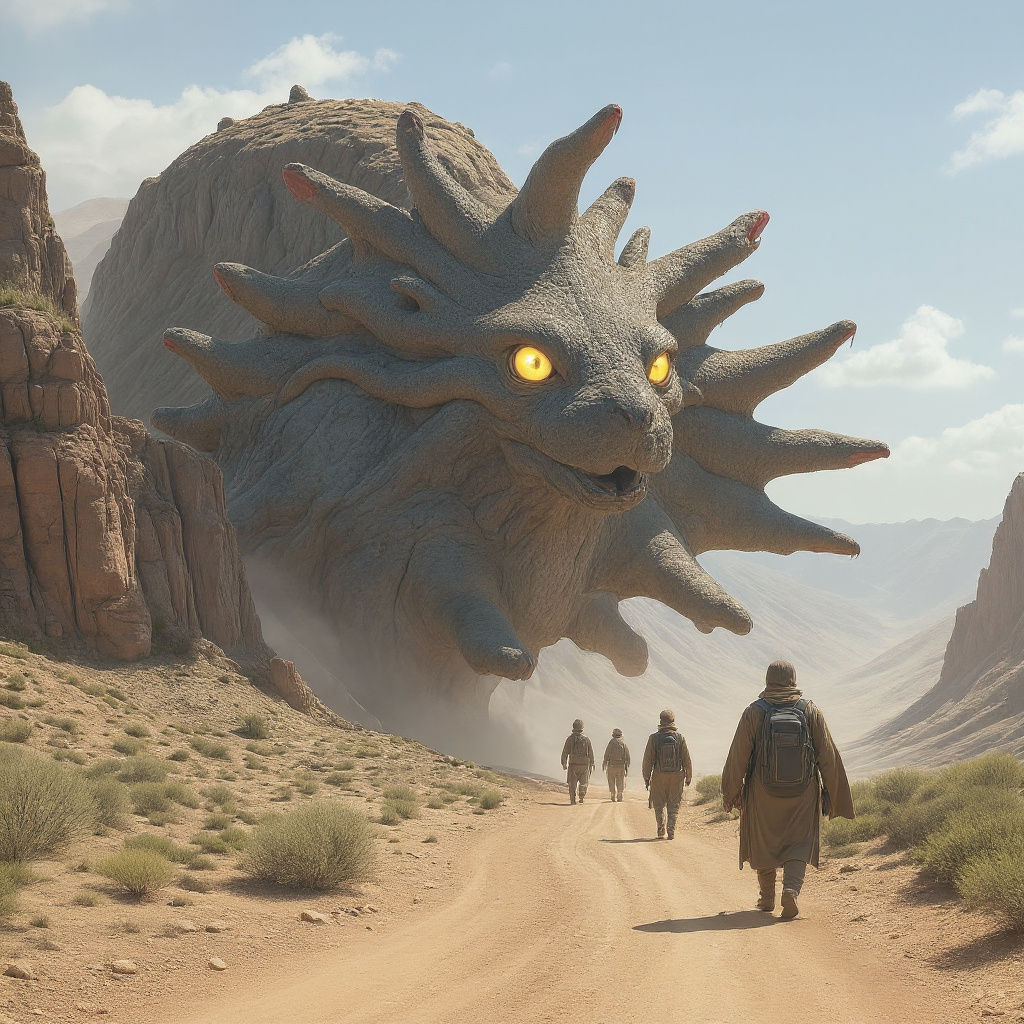 Ten-Headed Snake Approaching Viewer in Wilderness