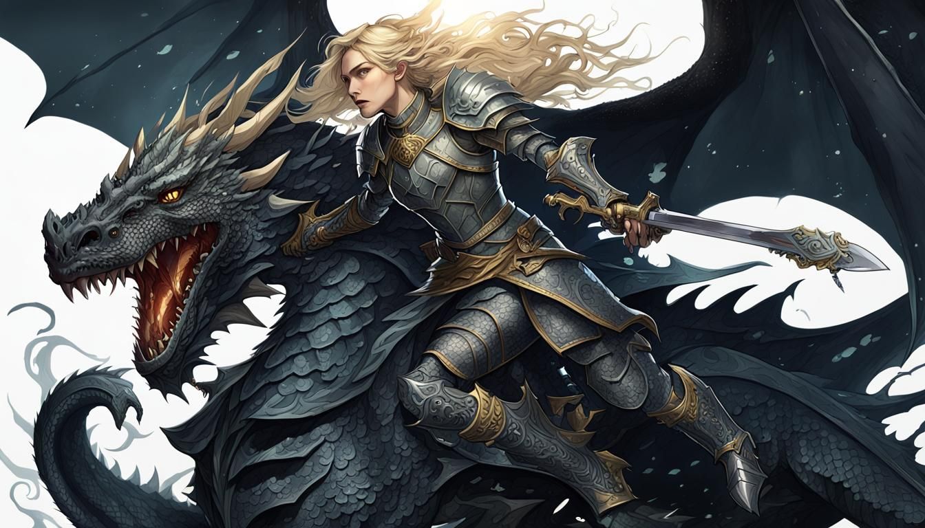 Dragon Rider Concept Art in Dark Fantasy Style