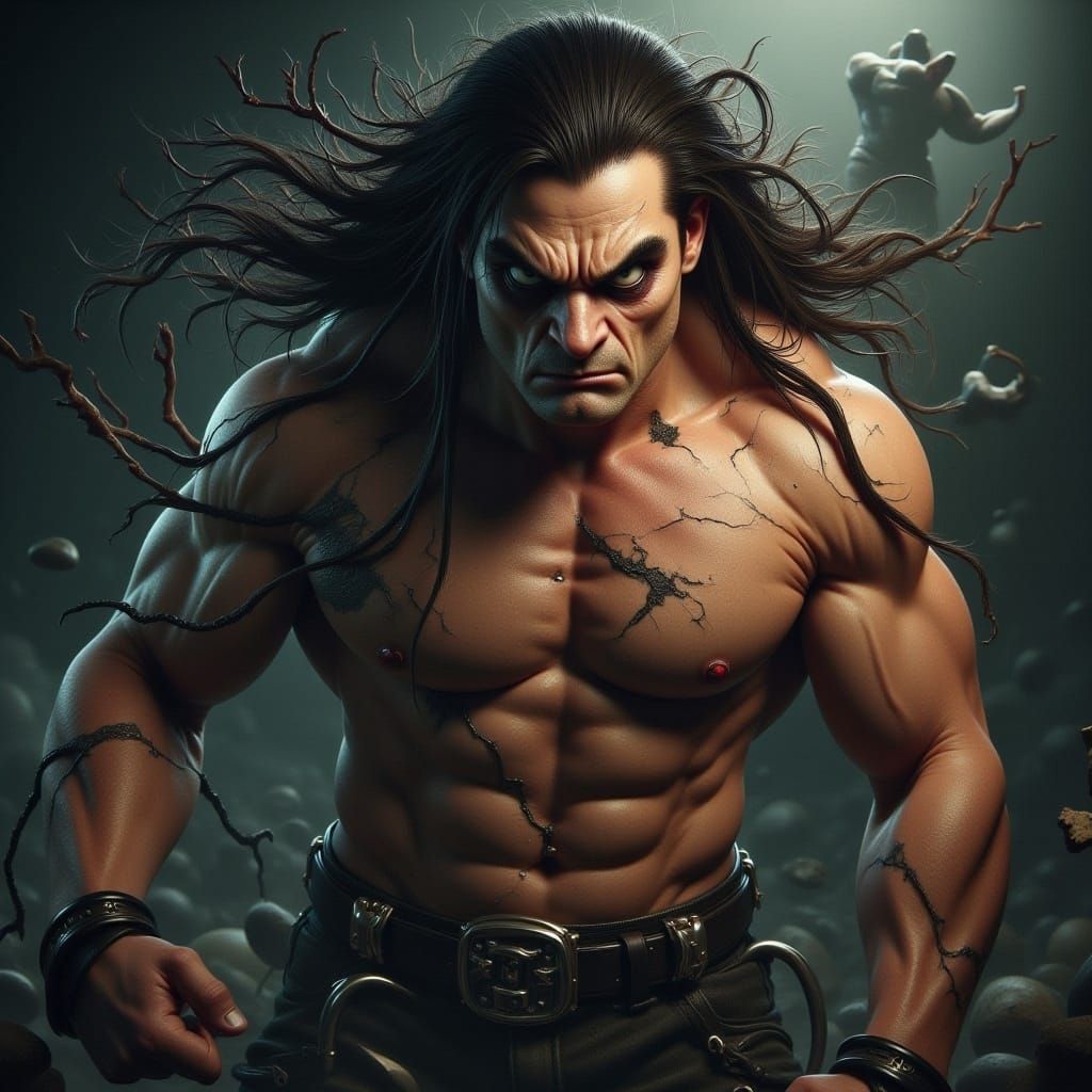 Sinister Woman Portrait in Comic Book Style