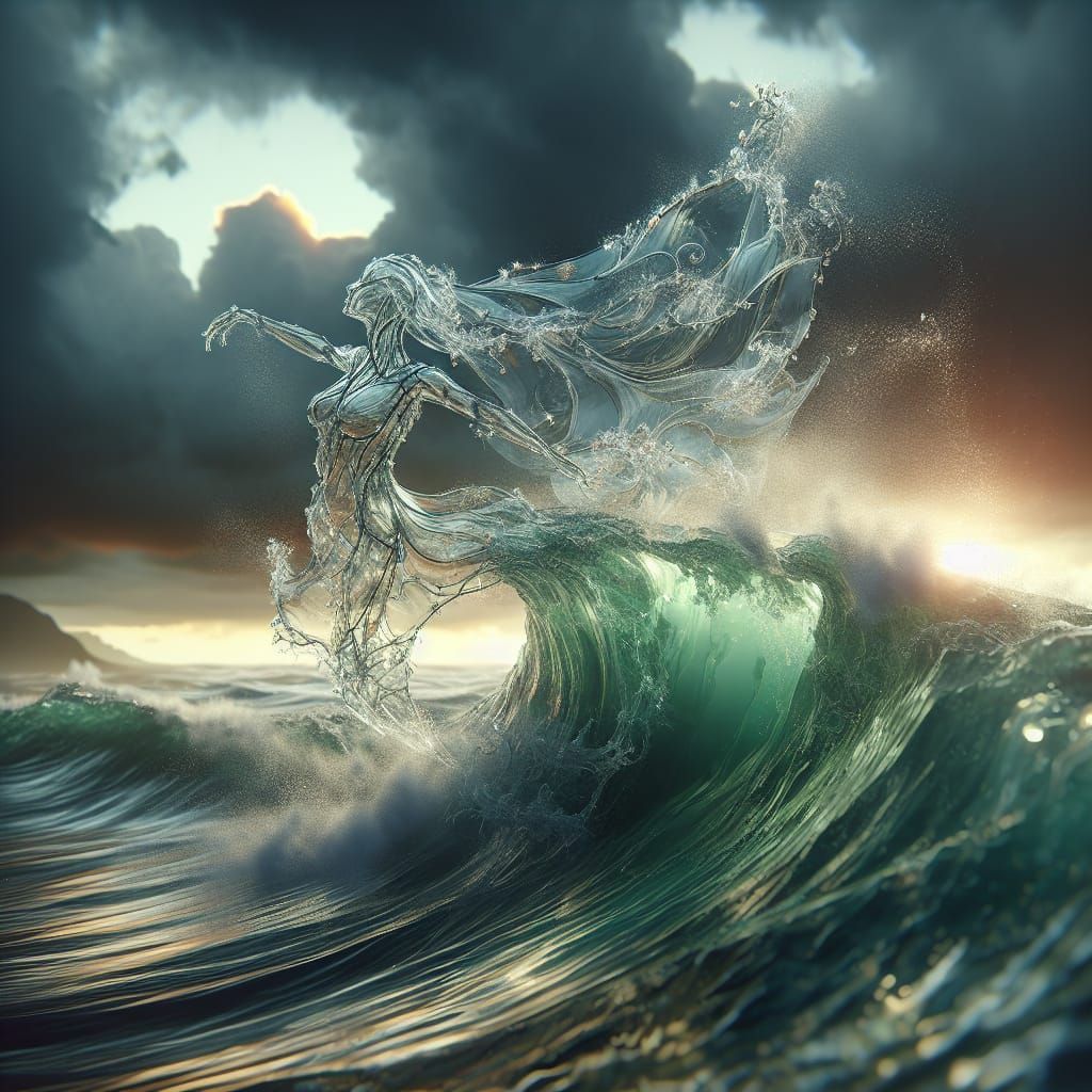 Dancing Woman Wave Emerges from Ocean