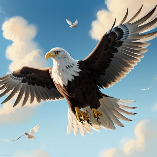 Majestic Eagle in Flight with Vibrant Plumage