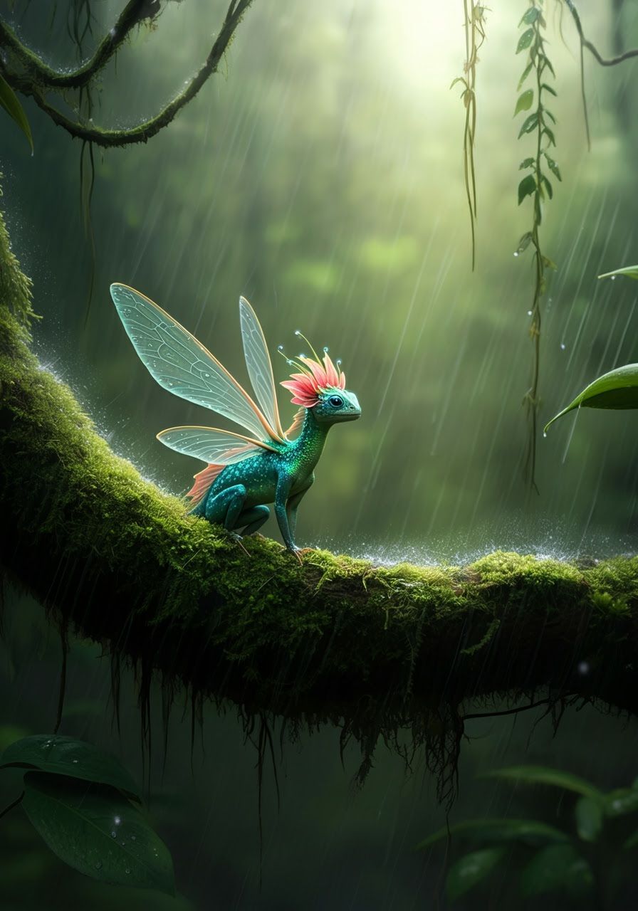 Rainforest Creature in Painterly Tropical Surrealism