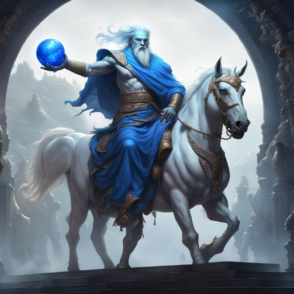 Demon Giant on Horseback in Dark Fantasy Style