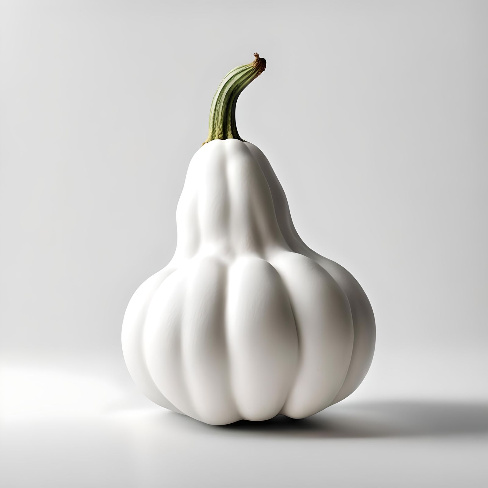 Hyperrealistic White Gourd on White Surface