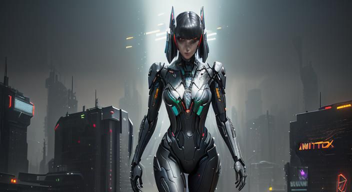 Nintendo Switch Girl in Cyberpunk Anime Style