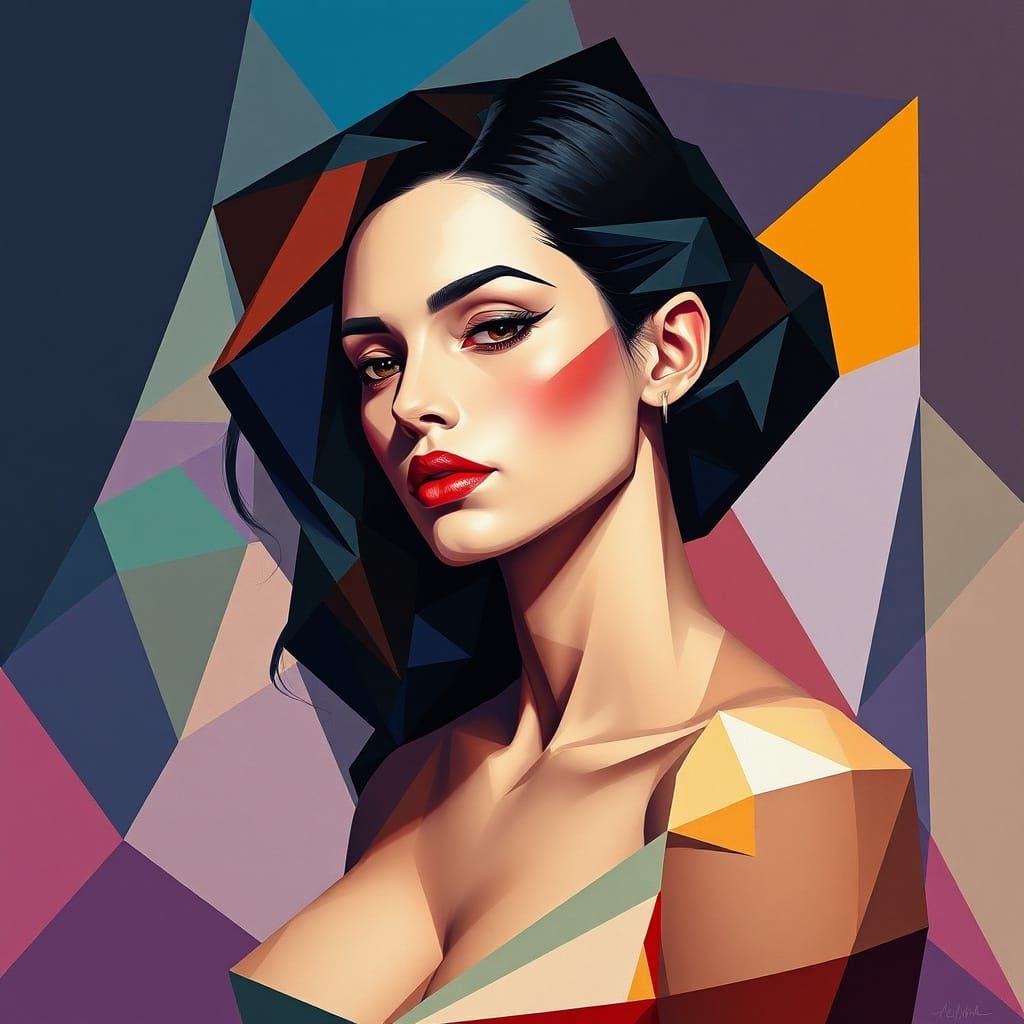 Lilith in Neo-Cubist Geometric Art