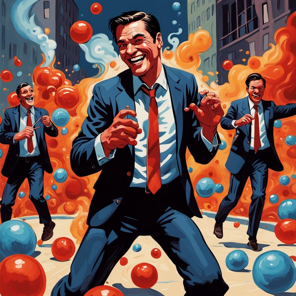 Whimsical Microbes Play Hopscotch in Vibrant Gouache Style