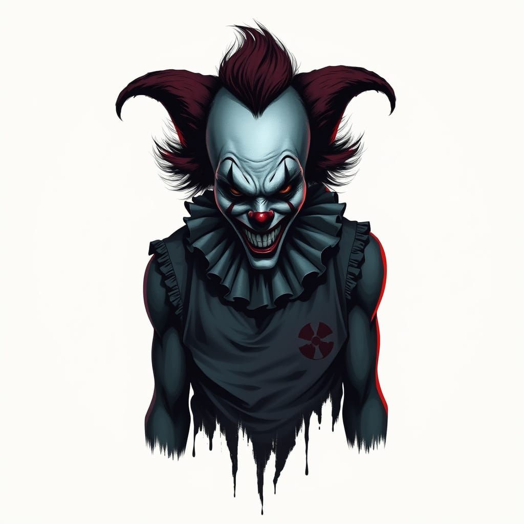 Ominous Clown Portrait in Retro Vector Style