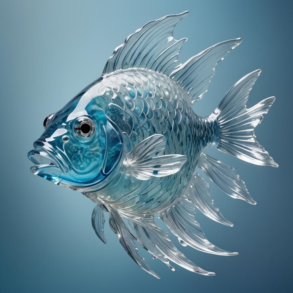 Icy Blue Glass Fish Sculpture Concept Art