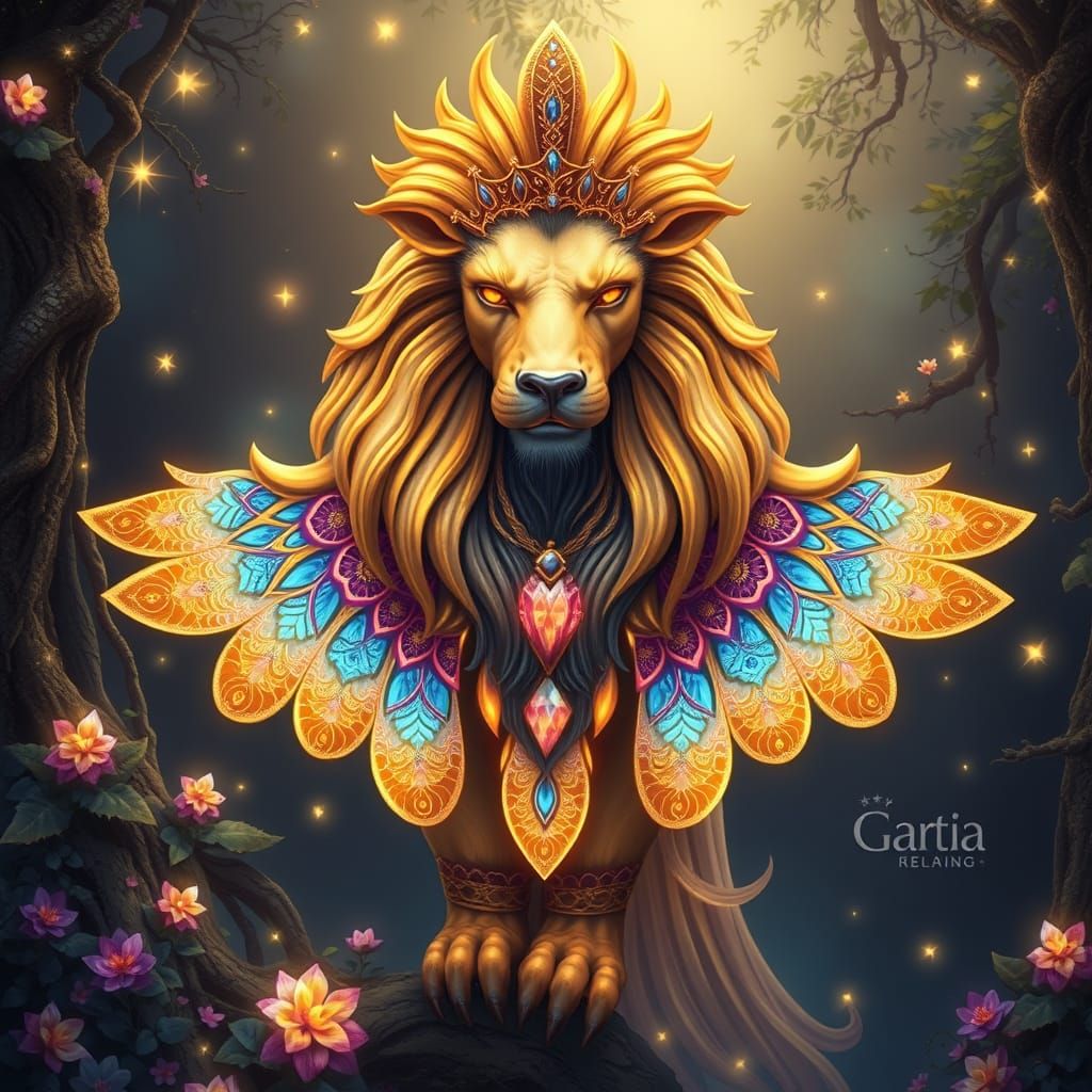 Majestic Fairy with Golden Hair and Vibrant Blue and Purple ...
