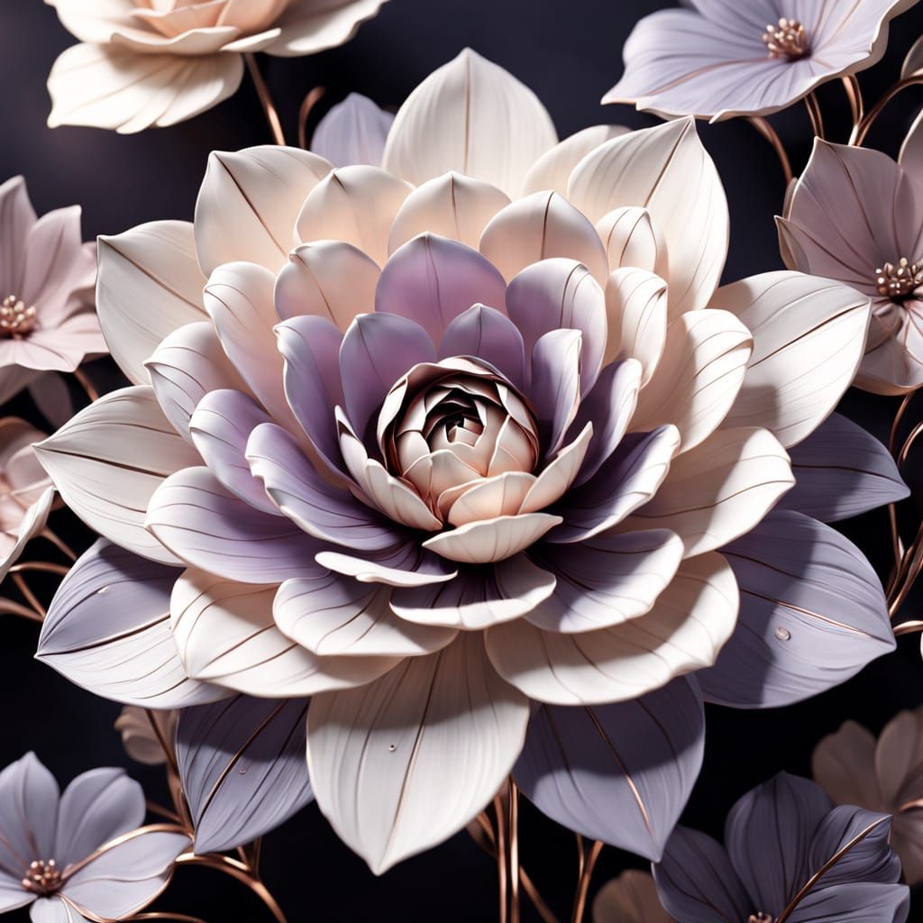 Elegant, Photorealistic 3D Flower in Soft Pastels and Rose G...