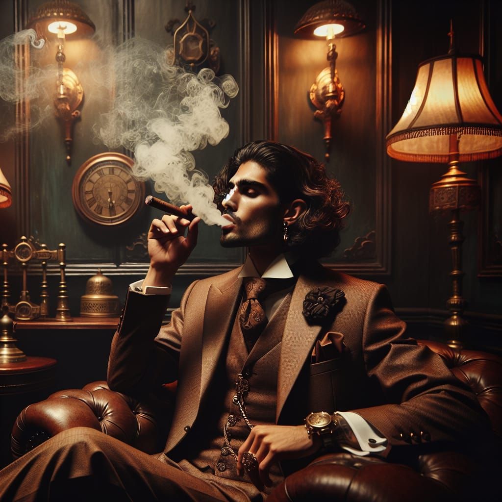 Ethereal Victorian Gentleman Amidst Steampunk Whimsy