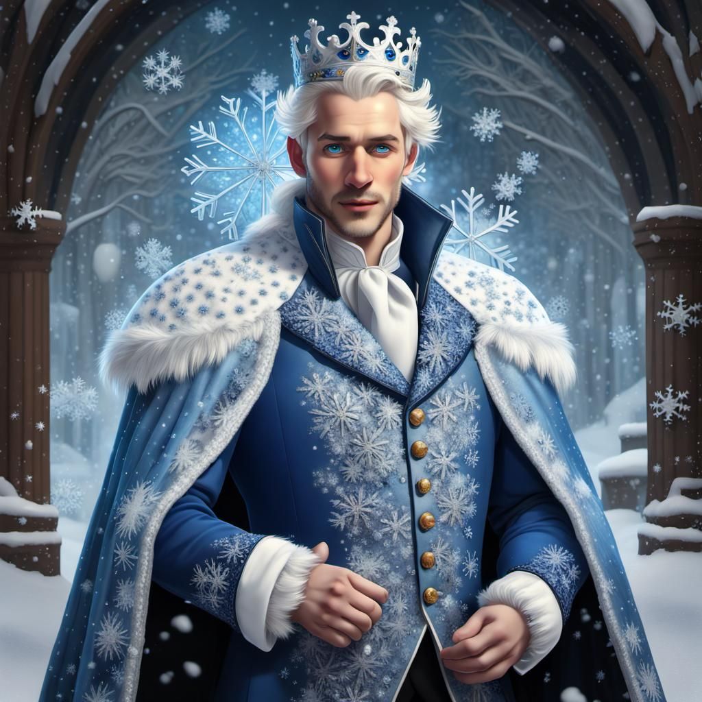 Majestic Ice King Portrait in Art Nouveau Style