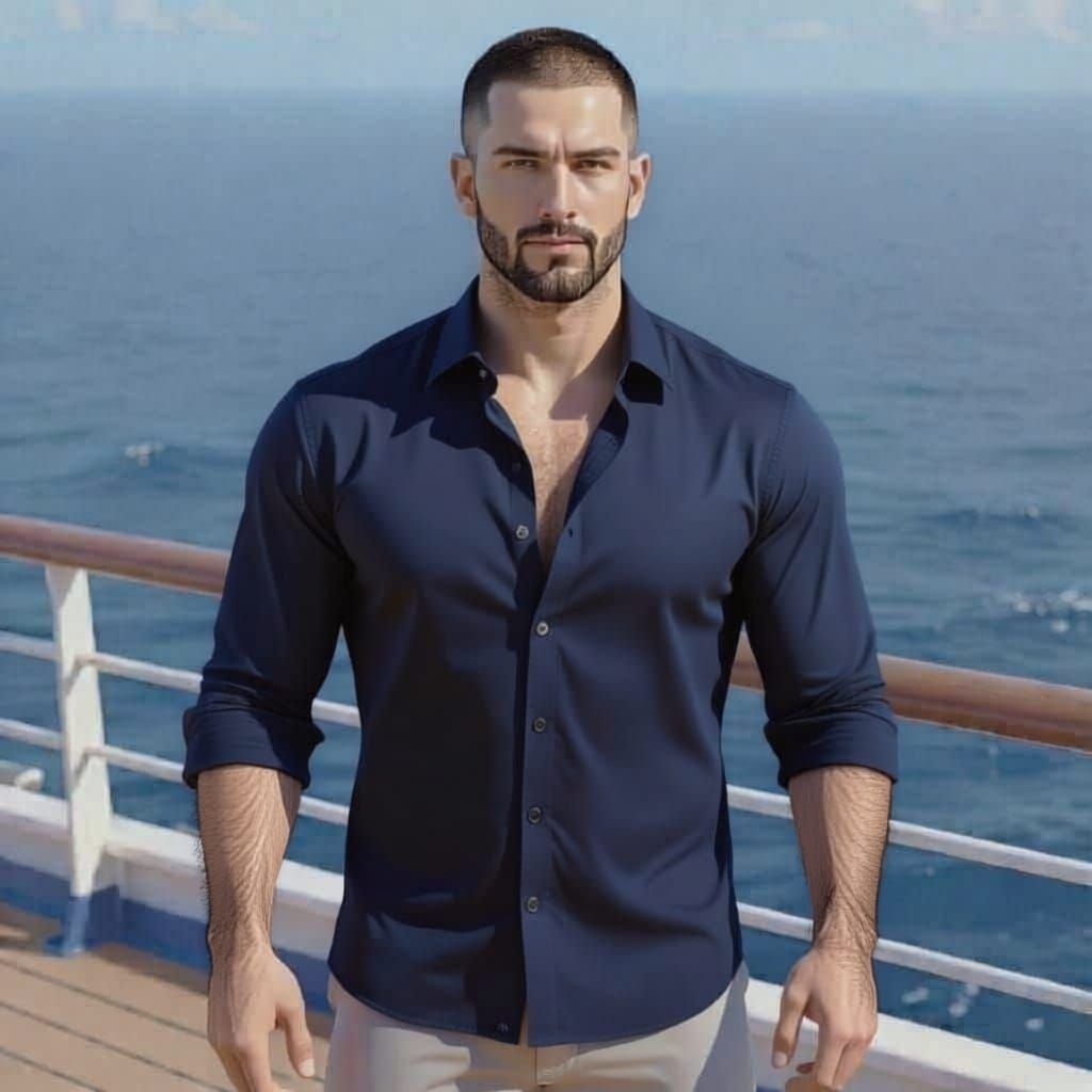 Handsome Muscular Man on Cruise Ship Realistic Style