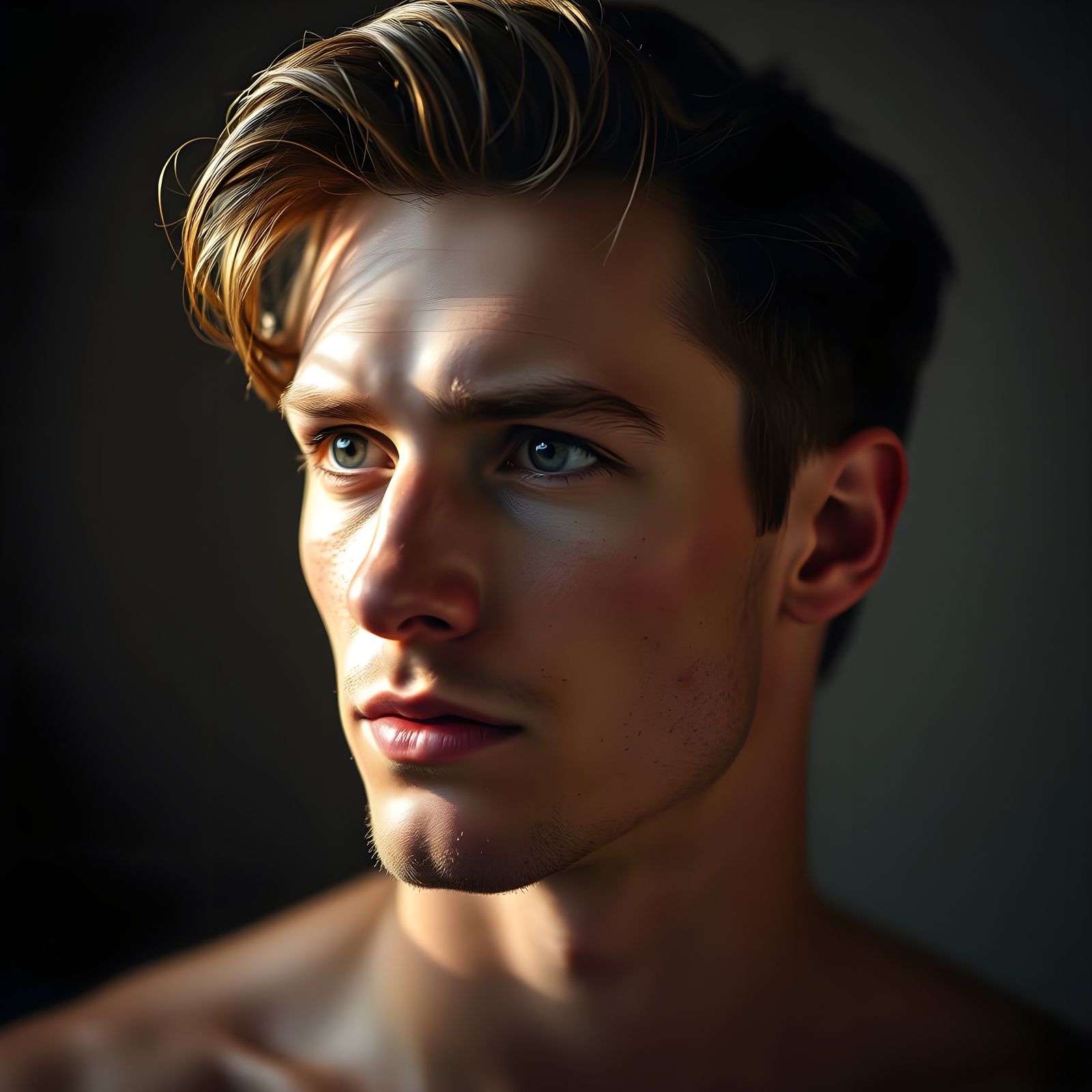 Portrait of a Handsome Man with Freckles