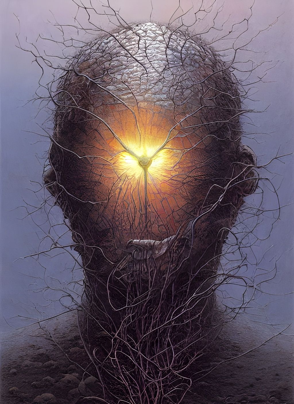 Distorted Figure in Dystopian Surrealism Style