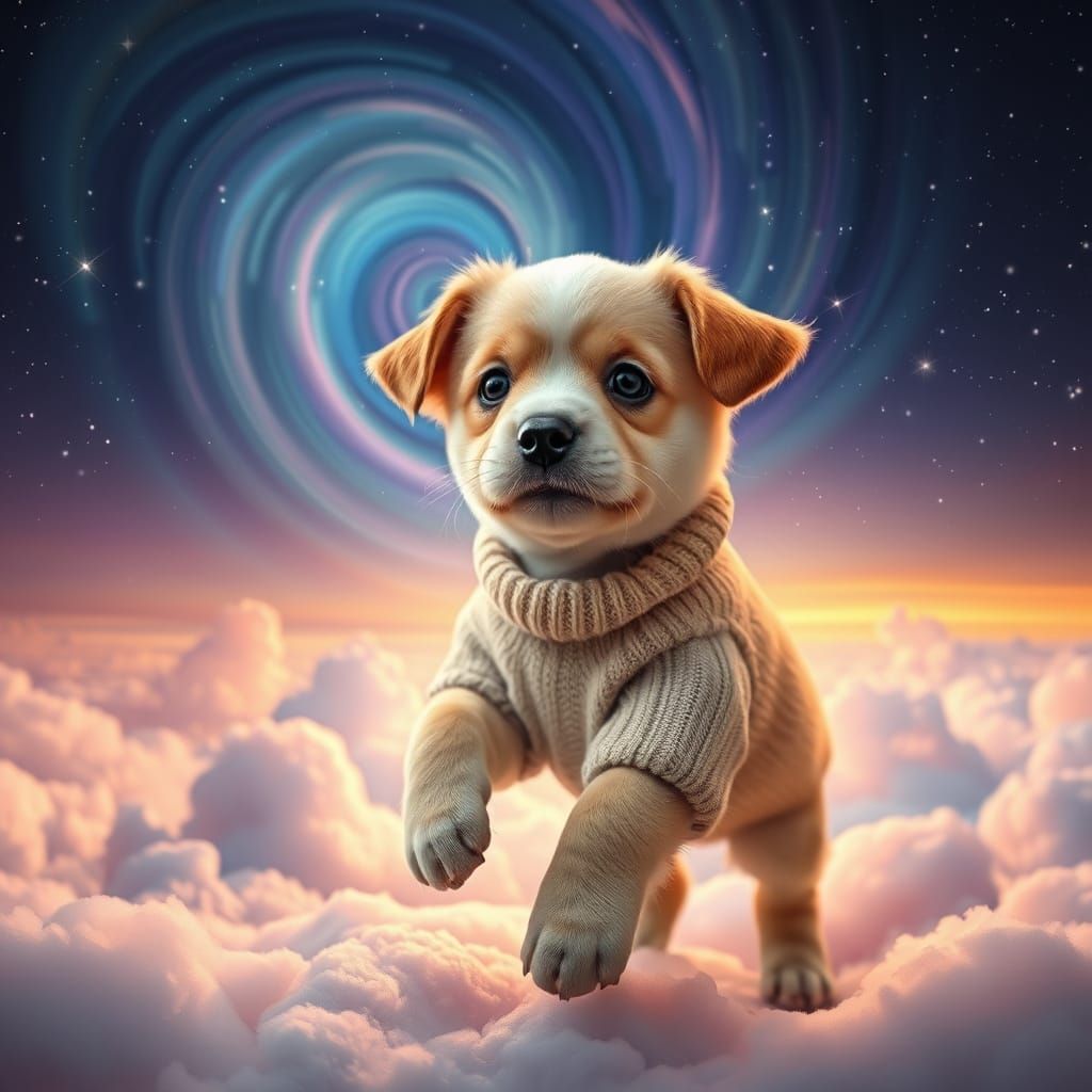 Infinite Puppy Adventure in Whimsical Surrealism