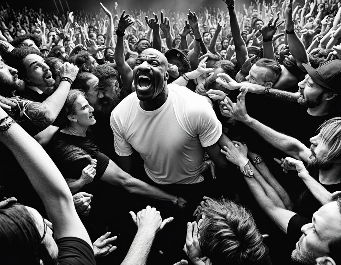 Steve Harvey Stage Dive: Punk Concert in Black and White